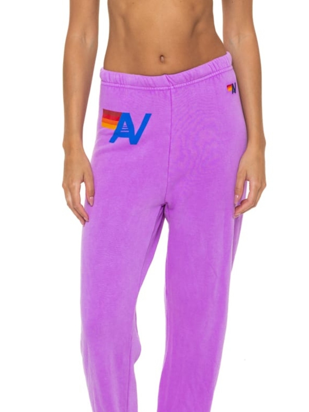 Aviator Nation Purple Neon Sweapants AV logo XL